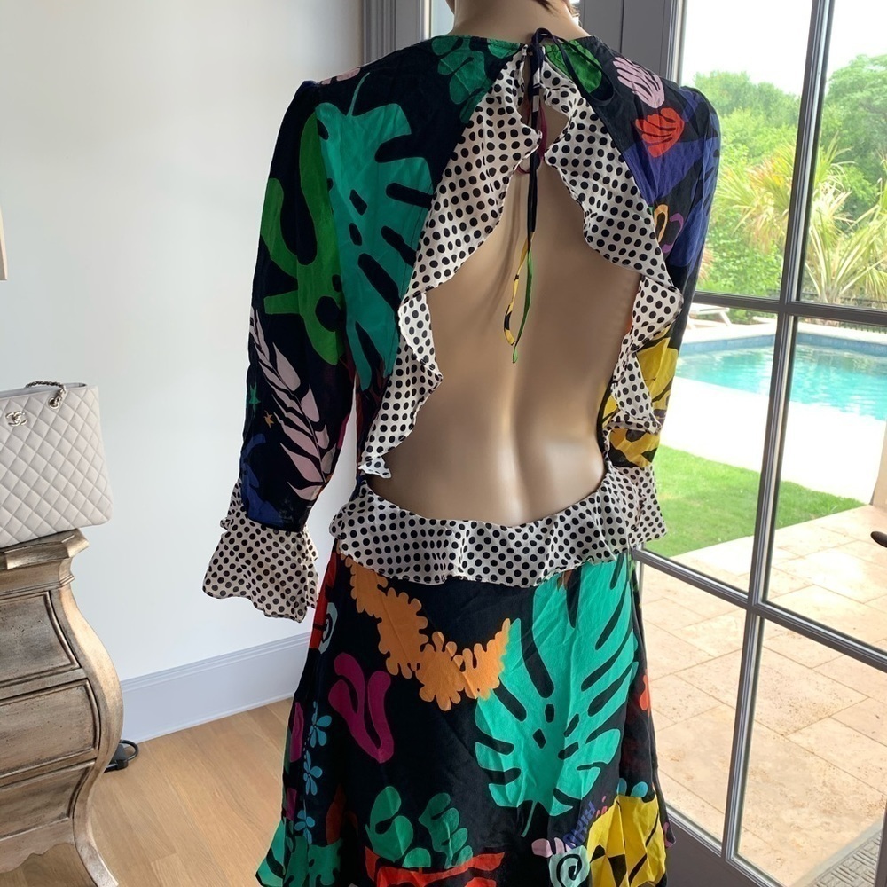 RIXO  Rebecca open-back ruffled printed silk dress - Picture 5 of 9